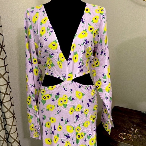 Floral Print Cut Out Side Maxi Dress - Picture 2 of 4